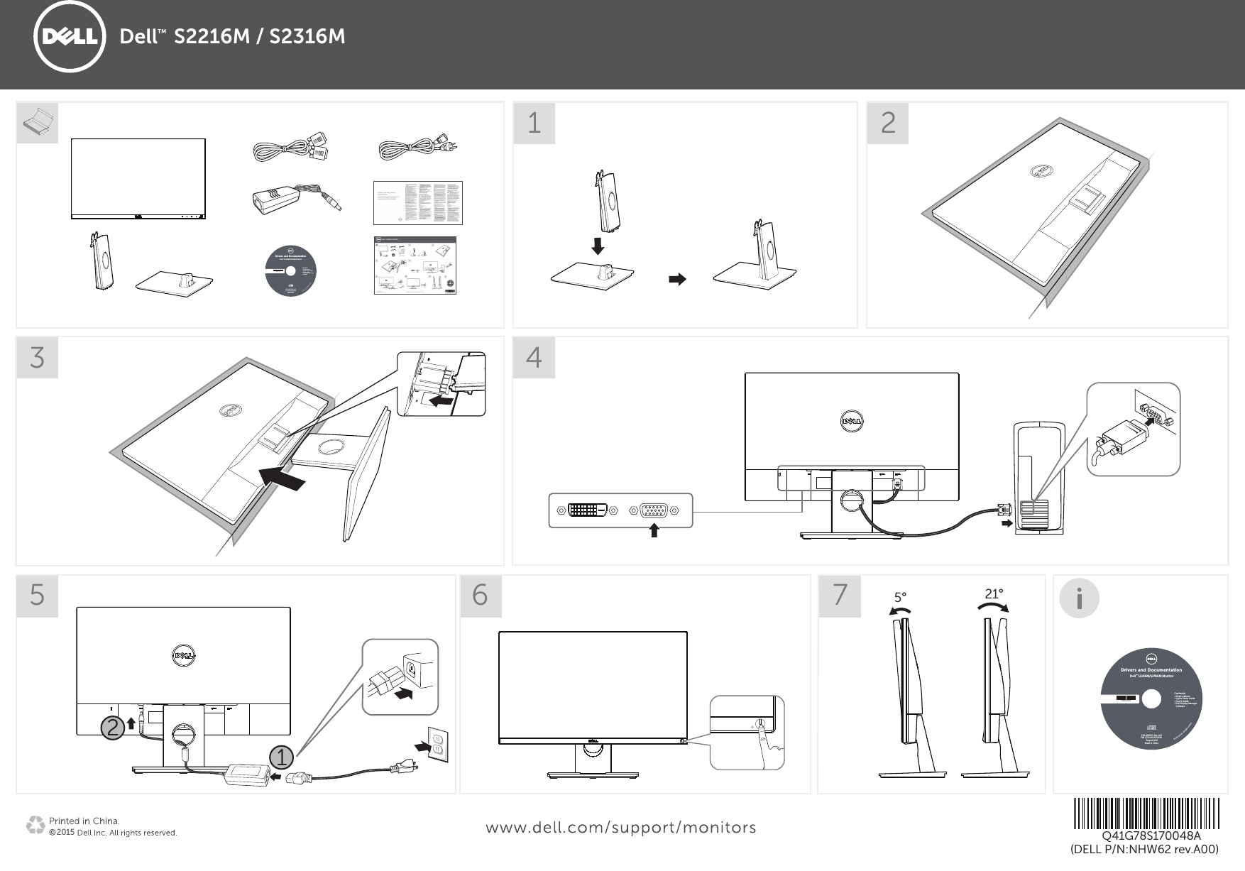 Dell s2316m monitor Diagram Pemasangan User Manual Setup Guide In id