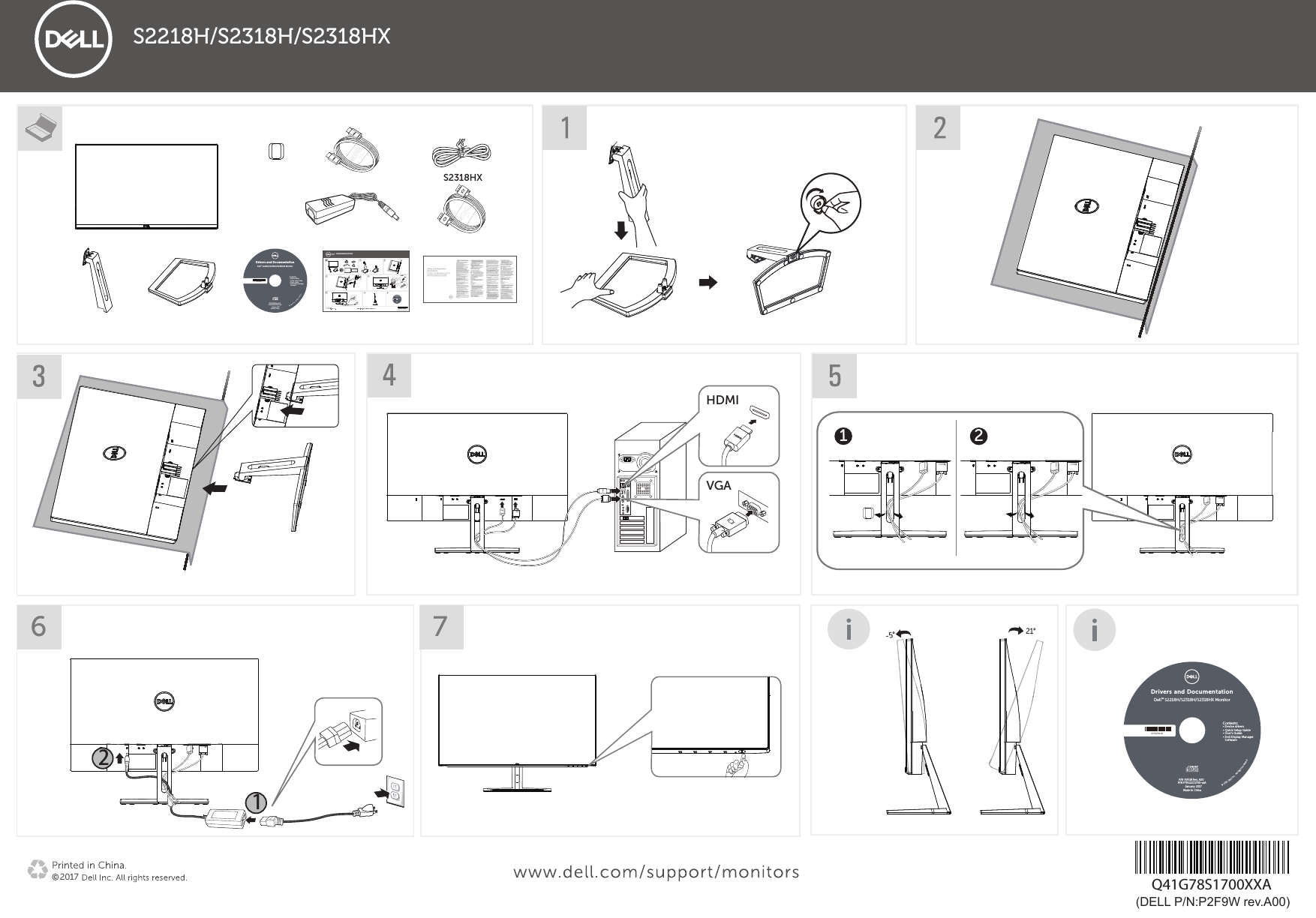 Page 1 of 1 - Dell Dell-s2318h-monitor S2318H_S2318HX Priročnik Za Hitri Zagon User Manual  - PriroÄnik Setup Guide Sl-si