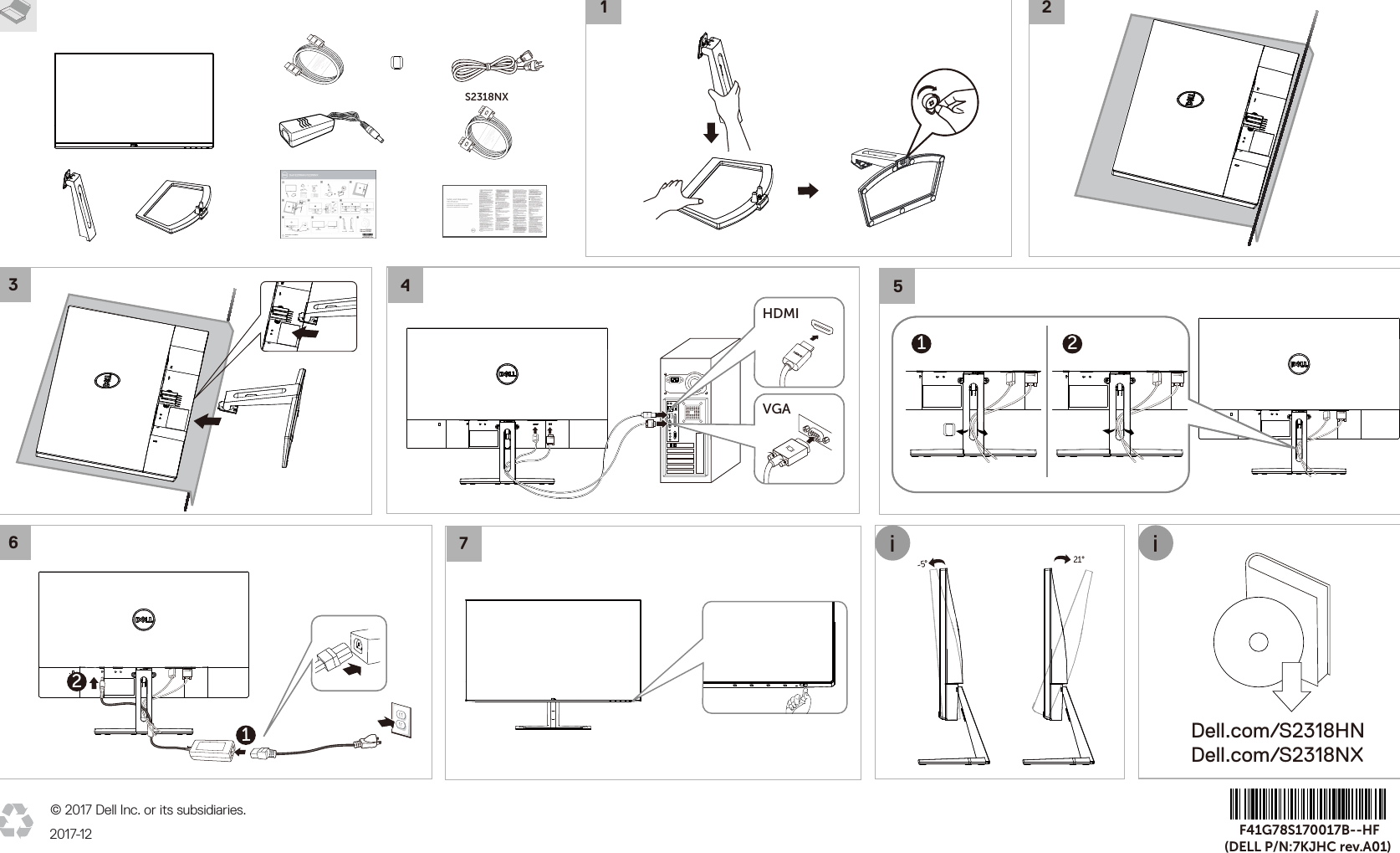 Page 1 of 1 - Dell Dell-s2318hn-monitor S2318NX S2318HN Краткое руководство по началу работы User Manual Дополнительные документы - Setup Guide Ru-rs