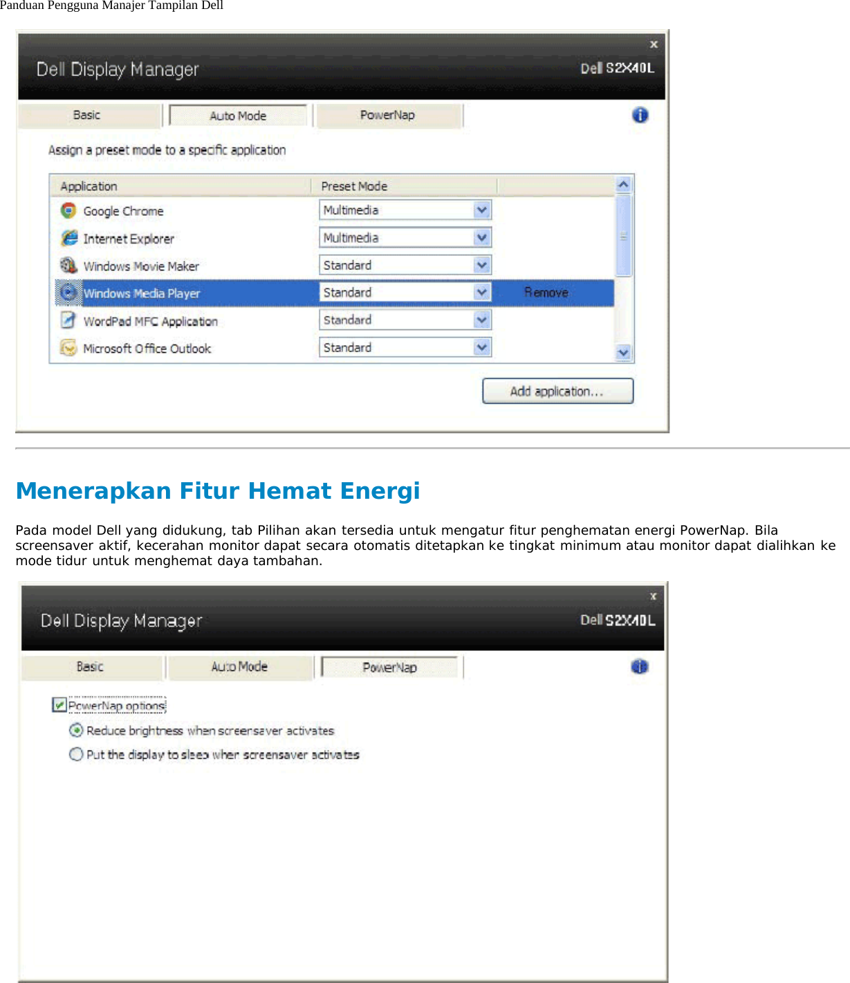 Page 3 of 3 - Dell Dell-s2340l Buku Petunjuk Display Manager User Manual S2340L Monitor Panduan Pengguna User's Guide2 In-id