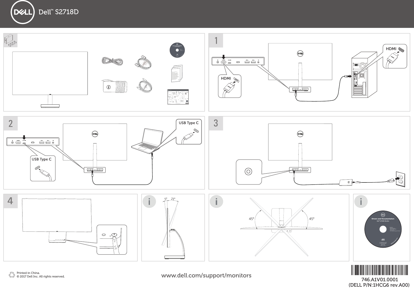 Page 1 of 1 - Dell Dell-s2718d-monitor S2718D 快速入门指南 使用手册 其他文档 - Setup Guide Zh-cn