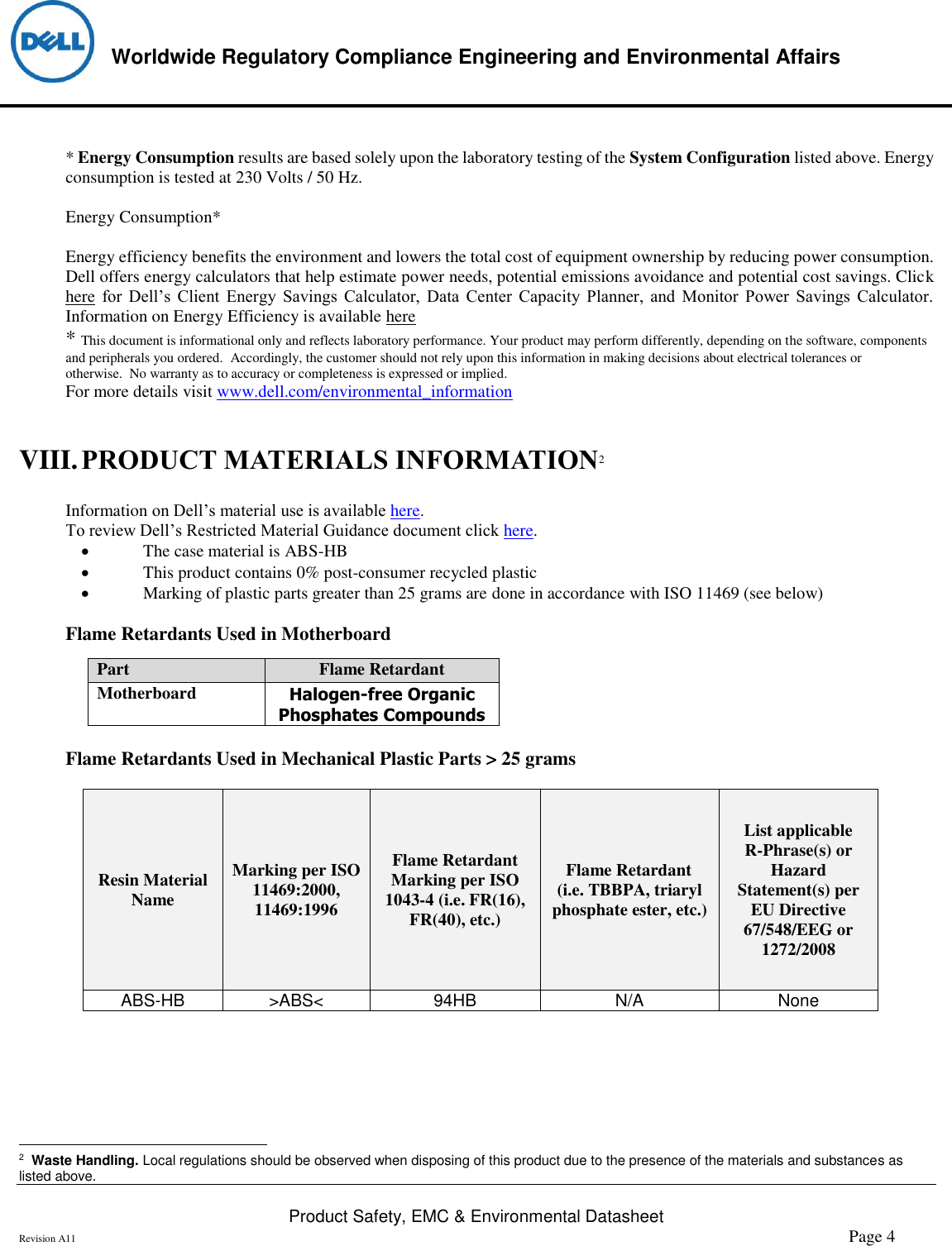 Page 4 of 6 - Dell Dell-s2719h-monitor Product Safety, EMC And Environmental Datasheet User Manual  - Regulatory Monitor S2719h,s2719hc,n A,dell