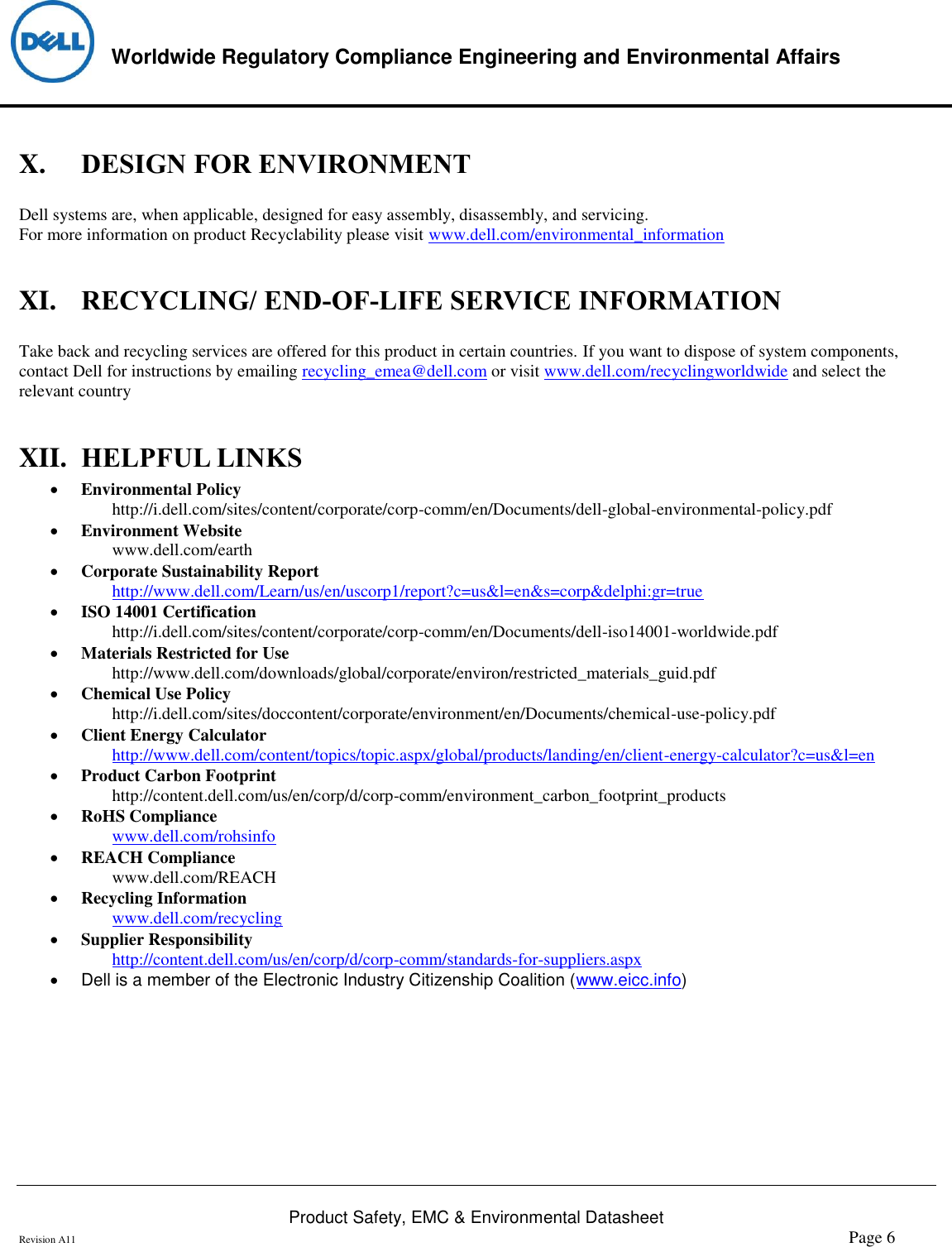 Page 6 of 6 - Dell Dell-s2719h-monitor Product Safety, EMC And Environmental Datasheet User Manual  - Regulatory Monitor S2719h,s2719hc,n A,dell