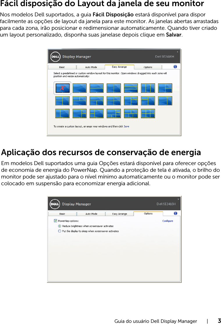 Page 3 of 3 - Dell Dell-se2416h-monitor SE2416H Display Manager Guia Do Usuário User Manual UsuÃ¡rio User's Guide2 Pt-br