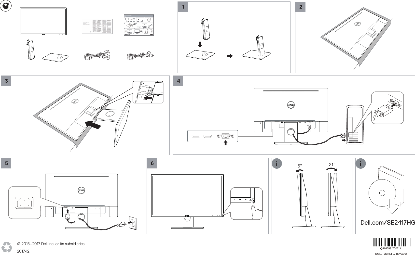 Dell se2417hg monitor SE2417HGR Quick Start Guide User Manual Setup En us