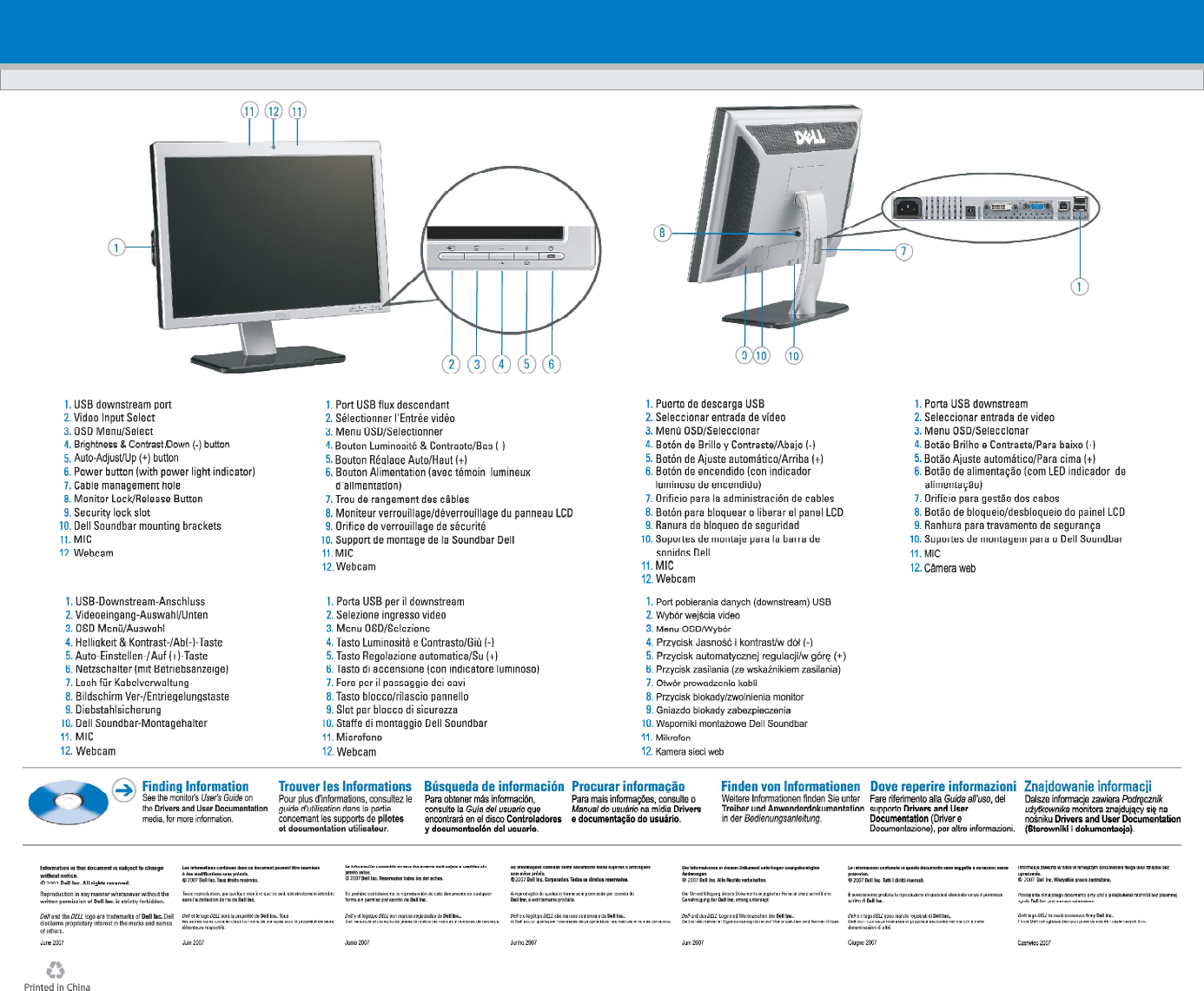 Page 2 of 2 - Dell Dell-sp2008wfp SP2008WFP Monitor Setup Diagram User Manual  - Guide En-us