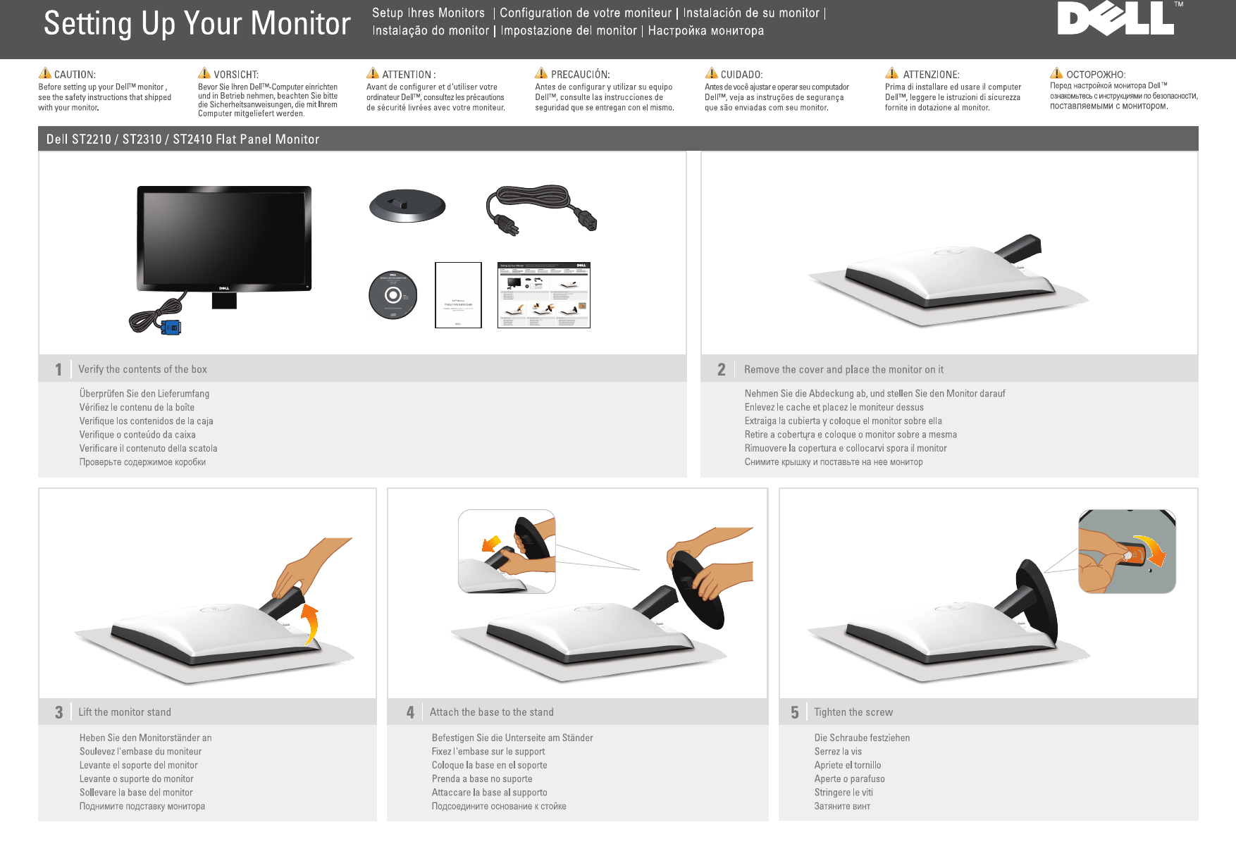 Page 1 of 2 - Dell Dell-st2310 ST2310 Monitor Setup Diagram User Manual  - Guide En-us