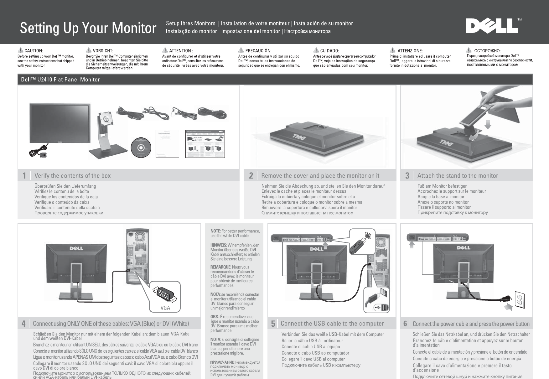 Page 1 of 2 - Dell Dell-u2410 U2410 Monitor Diagrama De Configuración User Manual Os Adicionales - ConfiguraciÃ³n Setup Guide Es-mx