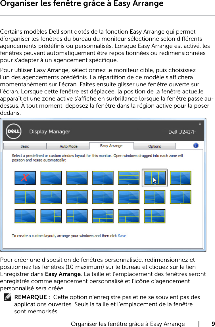 Page 9 of 10 - Dell Dell-u2417ha-monitor U2417HA Display Manager Guide D’utilisation De User Manual Ultra Sharp L'utilisateur User's Guide2 Fr-fr