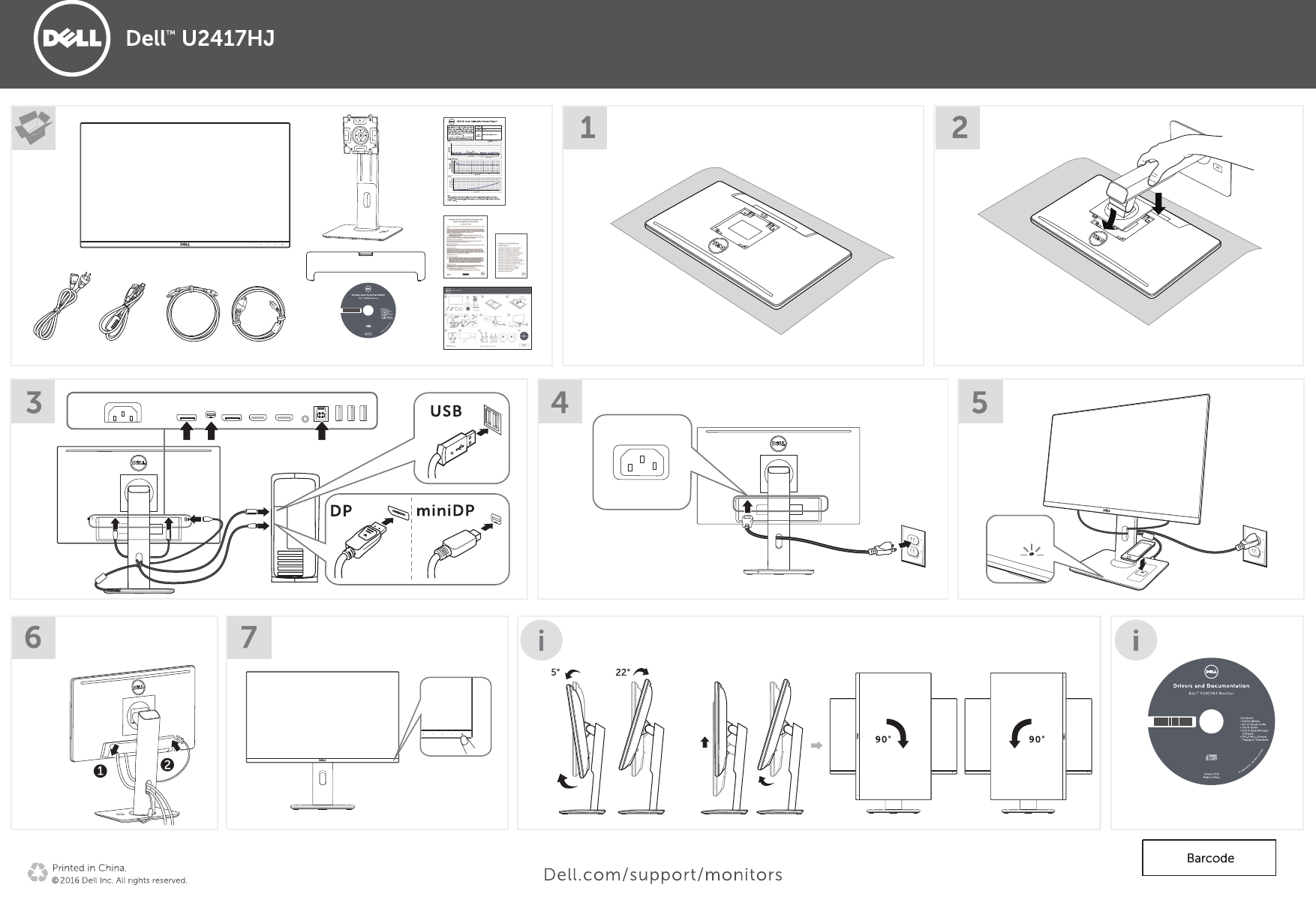 Page 1 of 1 - Dell Dell-u2417hj-monitor U2417HJ Monitor Quick Setup Guide User Manual  - En-us