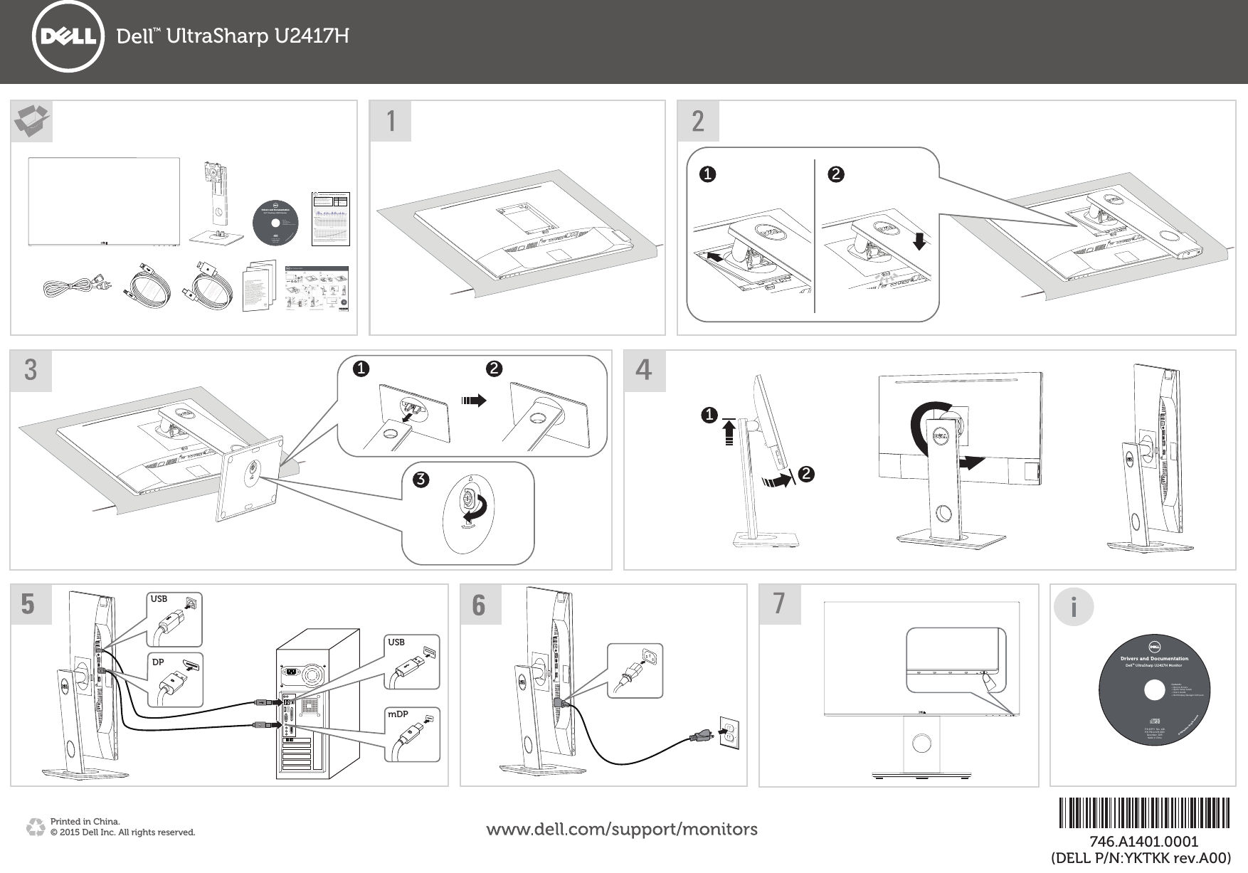 Dell u2417h monitor Quick Setup Guide User Manual En us