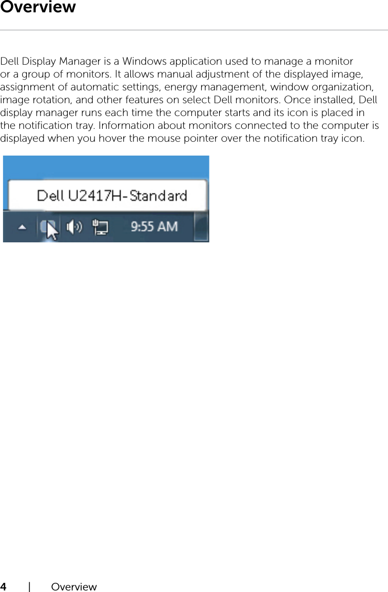 Page 4 of 10 - Dell Dell-u2417h-monitor U2417H Display Manager User’s Guide User Manual User's Guide2 En-us