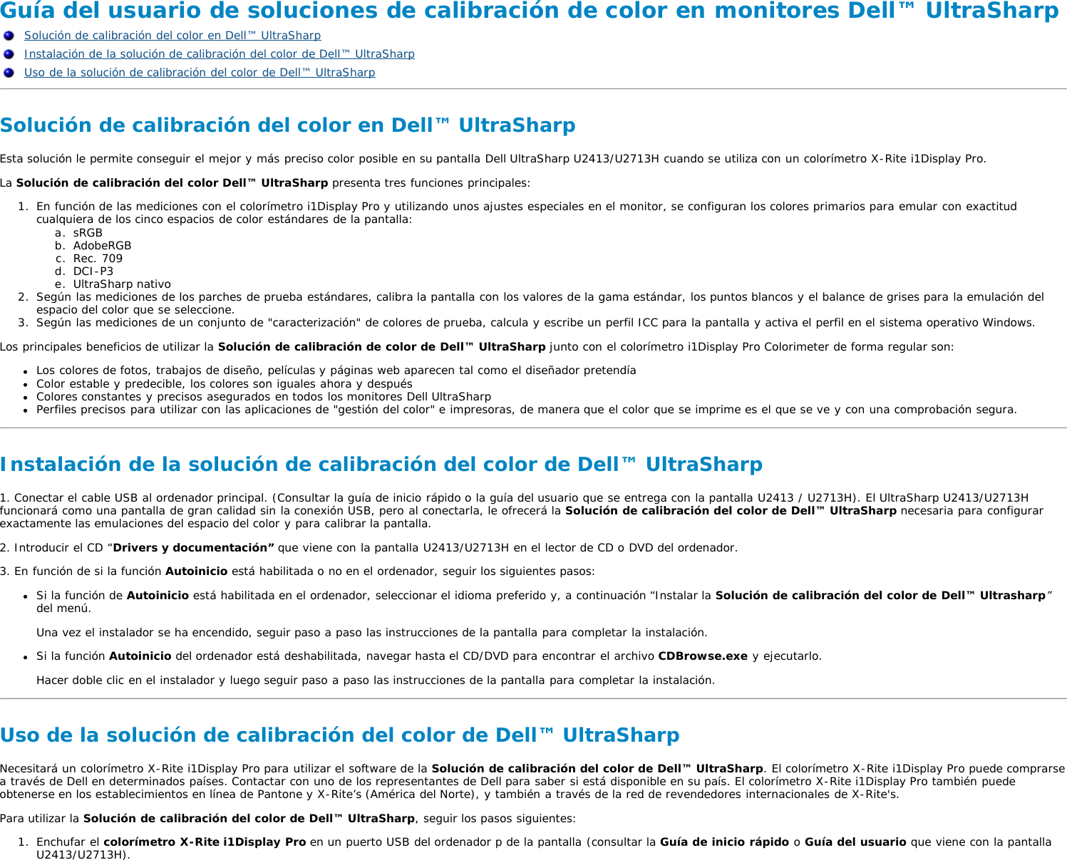 Page 1 of 2 - Dell Dell-u2713h U2713H Monitor Color Calibration User's Guide User Manual Guide3 Es-mx