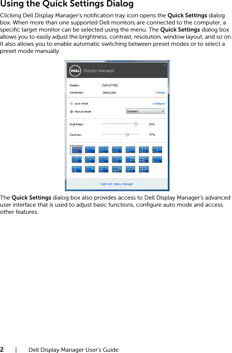 Page 2 of 9 - Dell Dell-u2718q-monitor U2718Q Display Manager User’s Guide User Manual User's Guide2 En-us