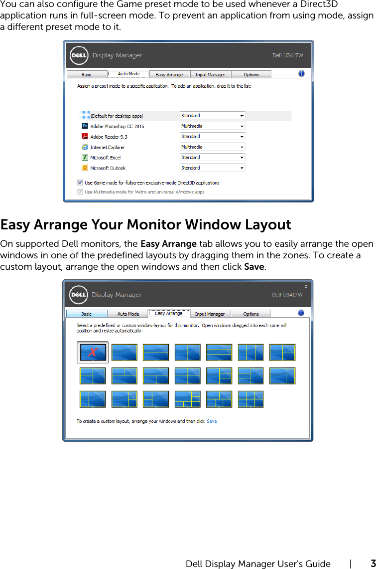 Page 3 of 7 - Dell Dell-u3417w-monitor UltraSharp U3417W Monitor Display Manager User's Guide User Manual Ultra Sharp Guide2 En-us