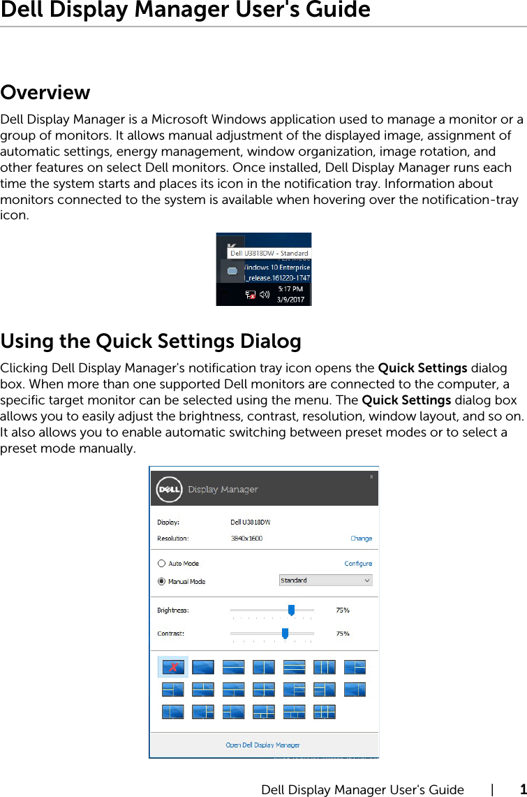 dell u3818dw display manager