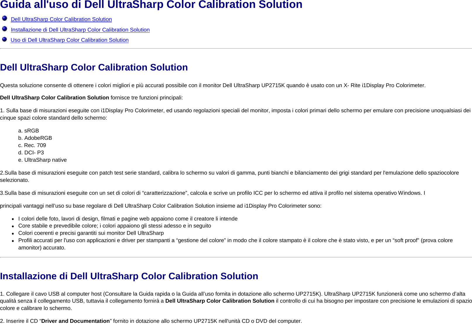 Page 1 of 2 - Dell Dell-up2715k-monitor Guida All'uso Di UltraSharp Color Calibration Solution User Manual Ultra Sharp UP2715K Monitor All’uso User's Guide3 It-it