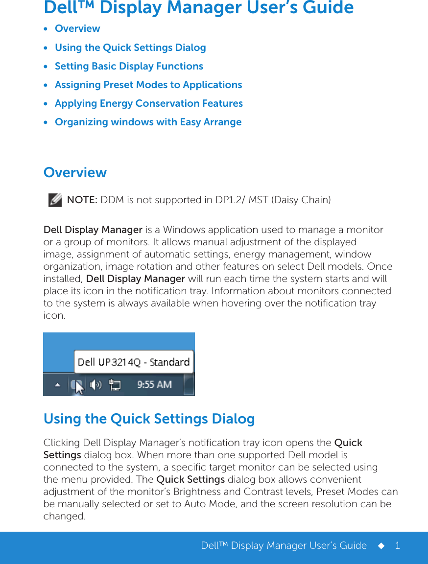 Page 1 of 6 - Dell Dell-up3214q Display Manager User’s Guide User Manual Ultra Sharp 32 Monitor User's Guide3 En-us