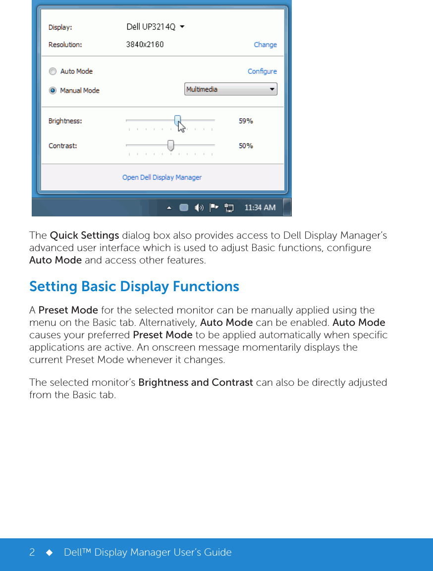 Page 2 of 6 - Dell Dell-up3214q Display Manager User’s Guide User Manual Ultra Sharp 32 Monitor User's Guide3 En-us