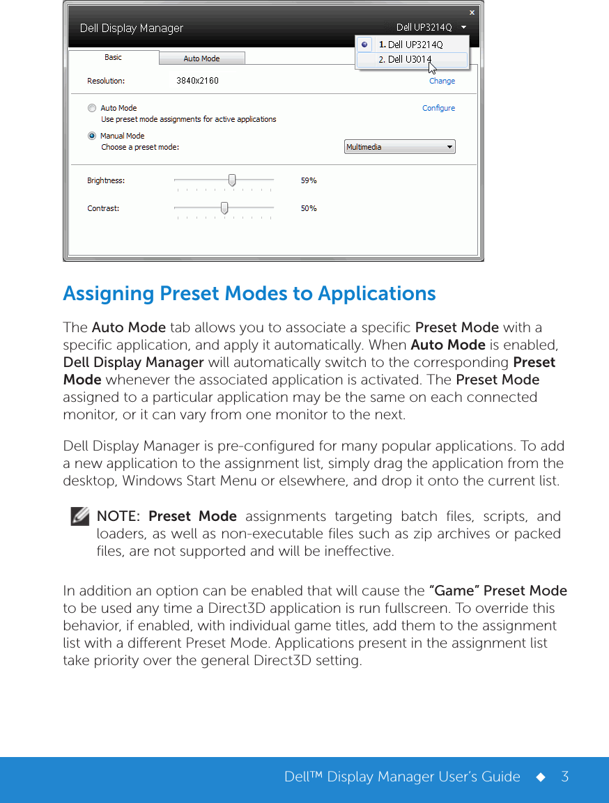 Page 3 of 6 - Dell Dell-up3214q Display Manager User’s Guide User Manual Ultra Sharp 32 Monitor User's Guide3 En-us