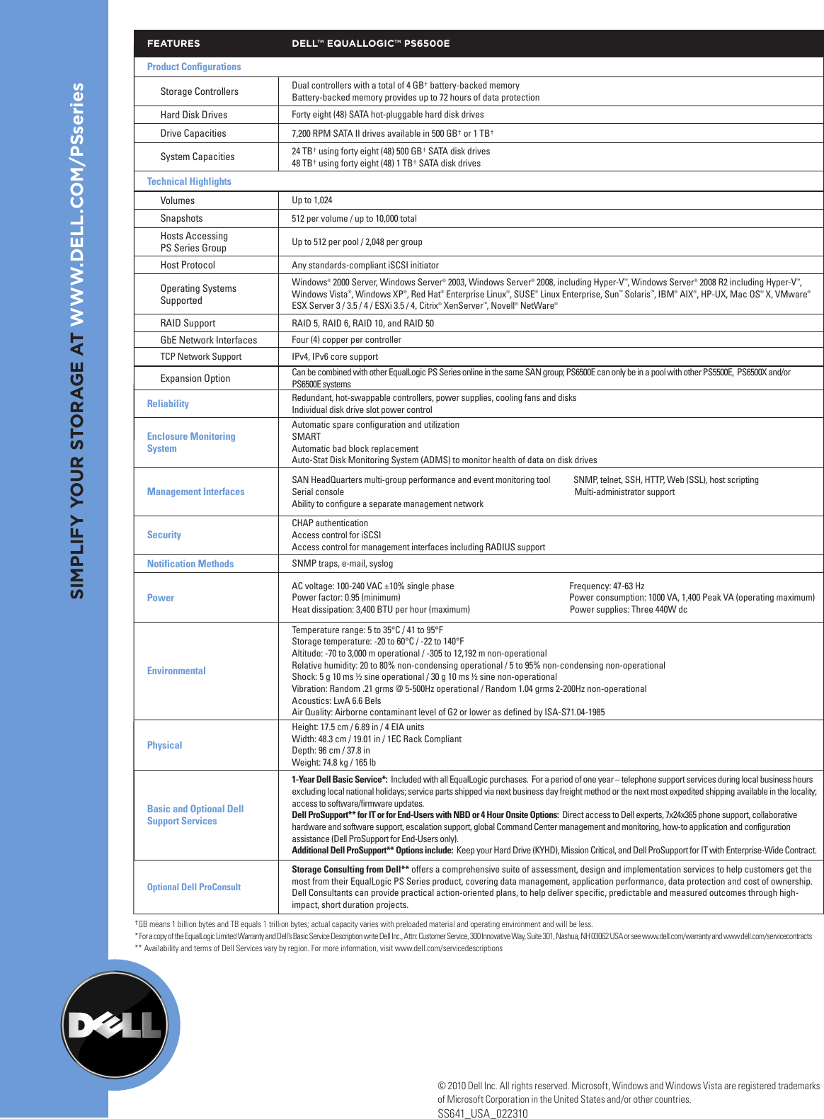 Dell If Not Then Equallogic Ps6500e Specsheet