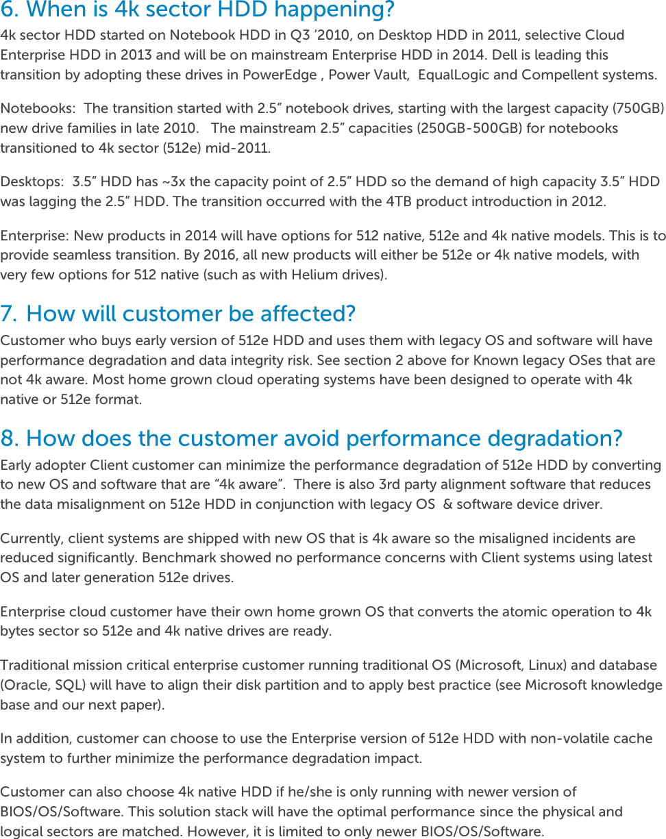 Page 5 of 6 - Dell Poweredge-c4130 4K Sector HDD FAQ User Manual  - Reference Guide En-us