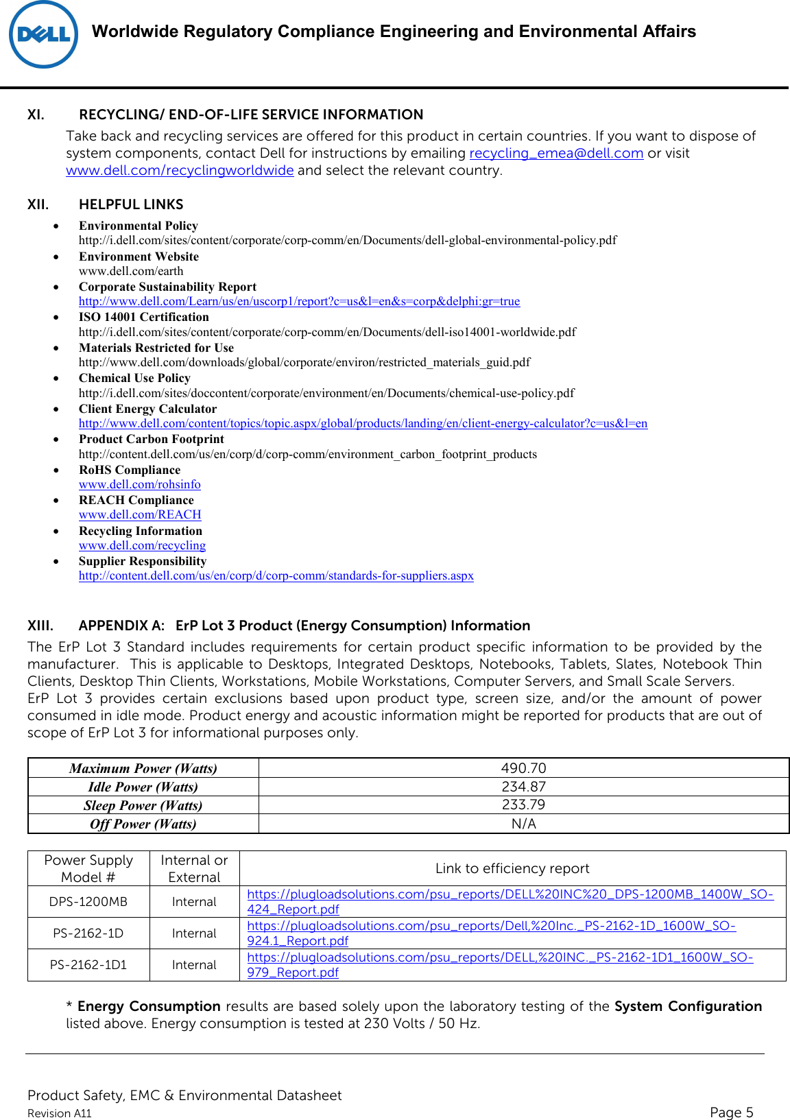 Page 5 of 6 - Dell Poweredge-c6320p - B08S004_ENV0023_ENV_Datasheet User Manual  Regulatory And Environmental Datasheet Poweredge C6320p,b08s,b08s004,dell