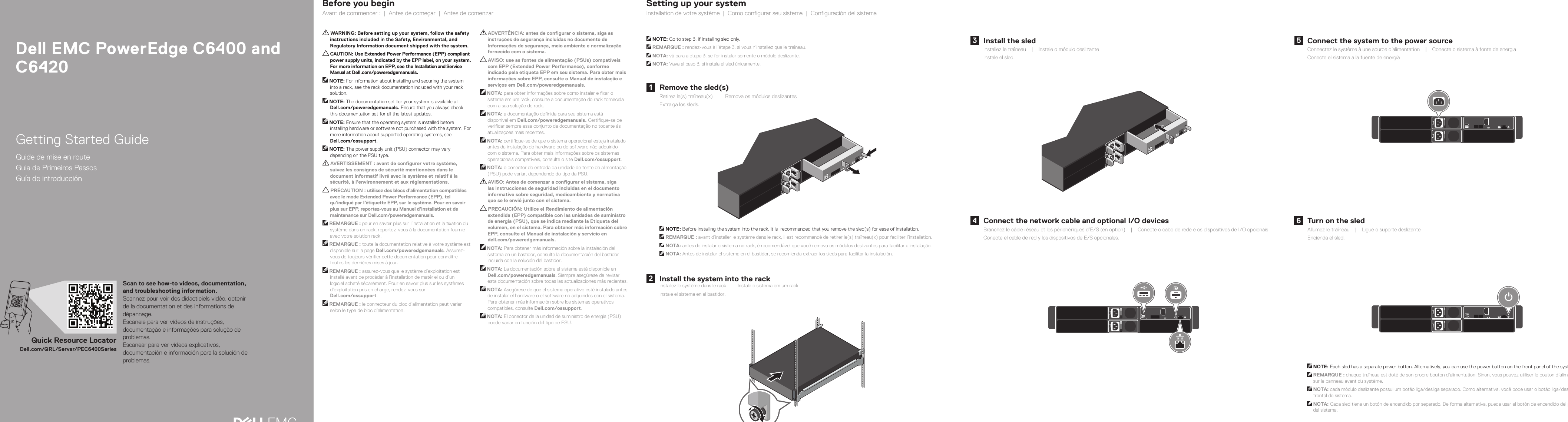 Page 1 of 2 - Dell Poweredge-c6420 EMC PowerEdge C6400 And C6420 Getting Started With Your System User Manual  - Power Edge Setup Guide En-us