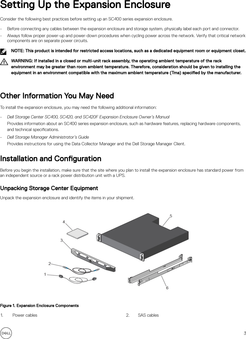 Page 3 of 7 - Dell Storage-sc420f Storage Center SC400, SC420, And SC420F Expansion Enclosure Getting Started Guide User Manual - Storage-sc400 Setup En-us