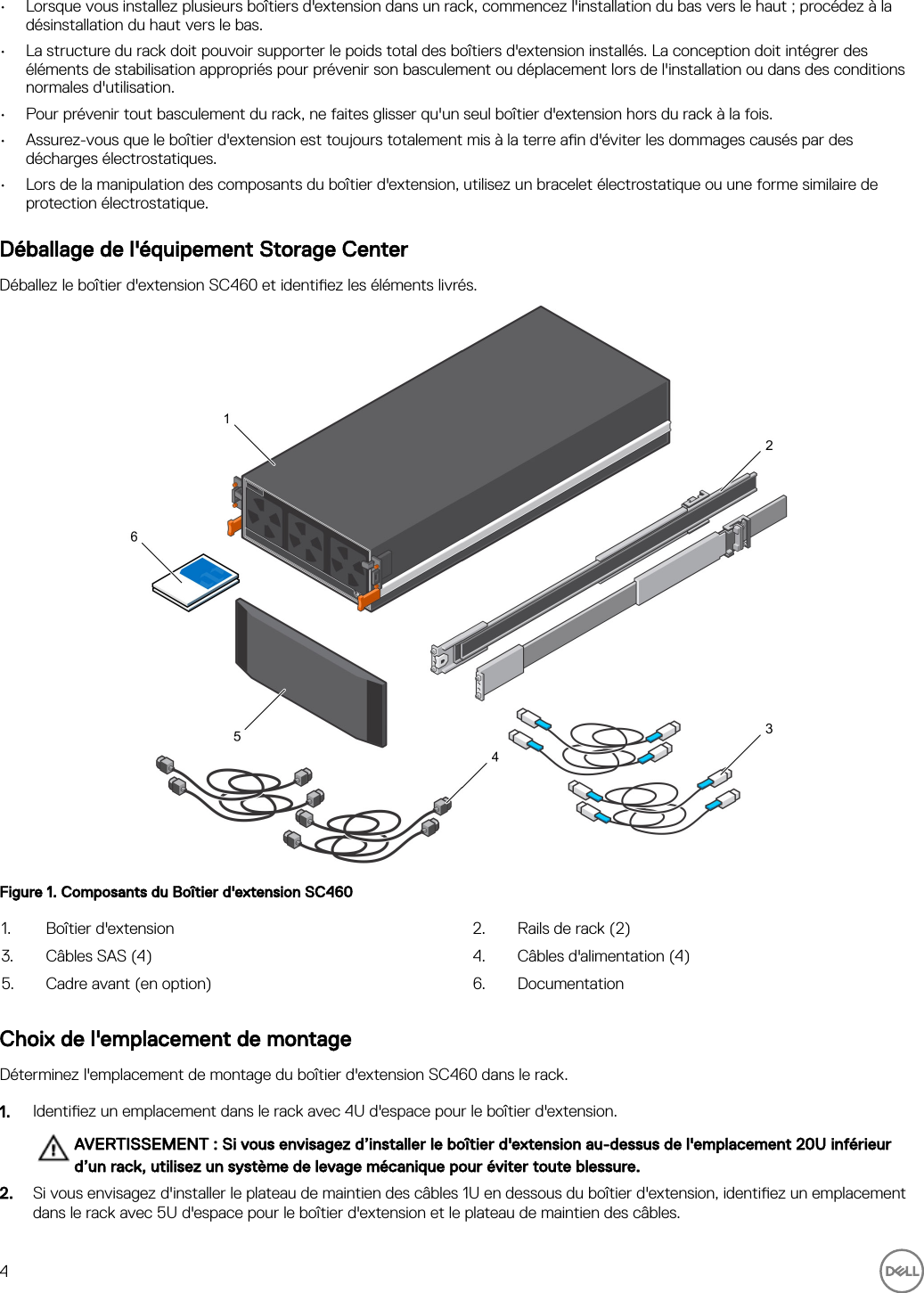 Page 4 of 11 - Dell Storage-sc460 Boîtier D'extension SC460 Guide De Mise En Route User Manual S SupplÃ©mentaires - BoÃ®tier Setup Fr-fr