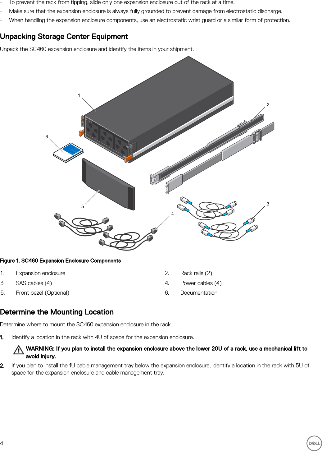 Page 4 of 11 - Dell Storage-sc460 SC460 Expansion Enclosure Getting Started Guide User Manual  - Setup En-us