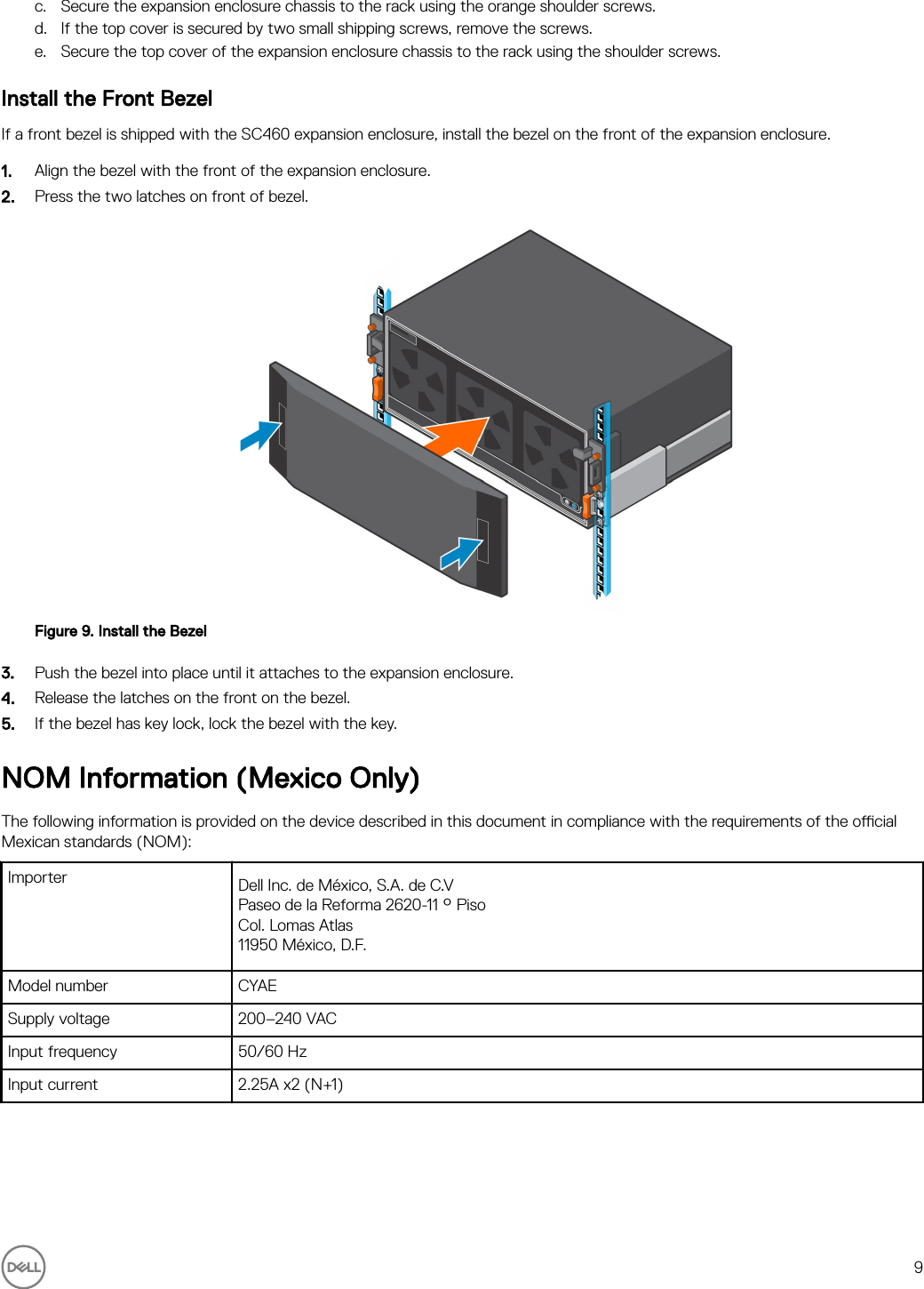 Page 9 of 11 - Dell Storage-sc460 SC460 Expansion Enclosure Getting Started Guide User Manual  - Setup En-us