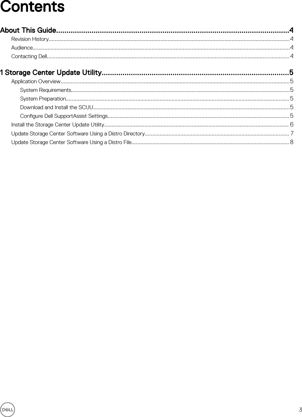 Page 3 of 8 - Dell Storage-sc5020 Storage Center Update Utility Administrator’s Guide User Manual  - Administrator Guide9 En-us