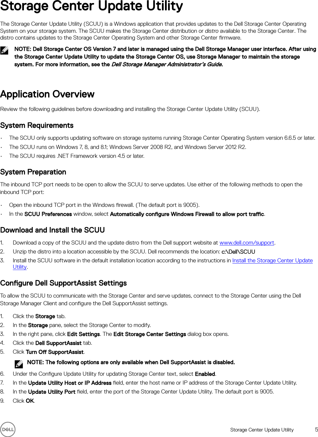 Page 5 of 8 - Dell Storage-sc5020 Storage Center Update Utility Administrator’s Guide User Manual  - Administrator Guide9 En-us