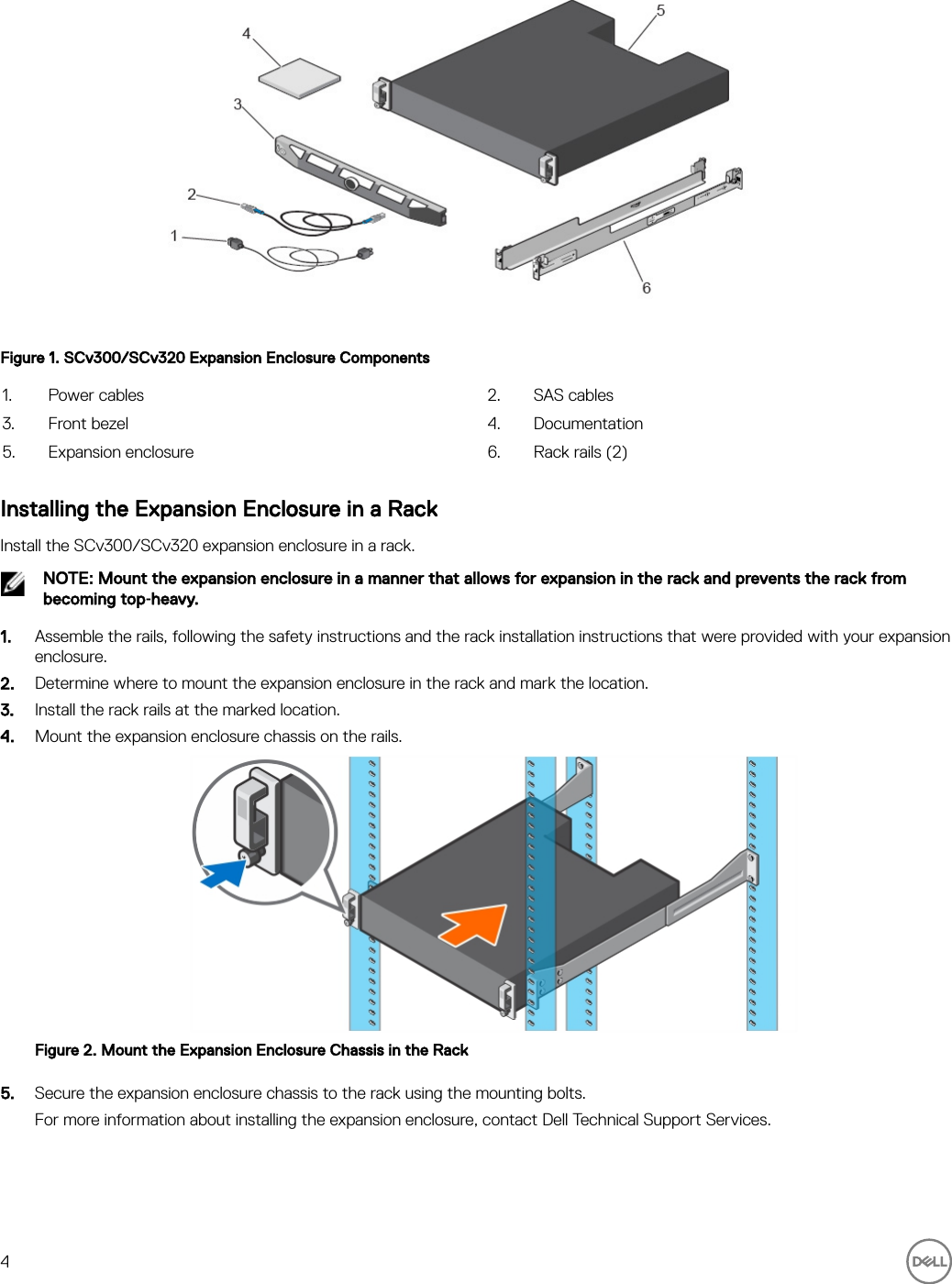 Page 4 of 8 - Dell Storage-scv300 Storage Center SCv300 And SCv320 Expansion Enclosure Getting Started Guide User Manual  - Setup En-us