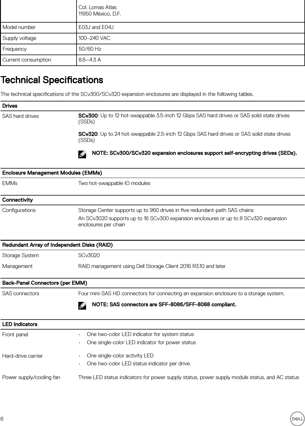 Page 6 of 8 - Dell Storage-scv300 Storage Center SCv300 And SCv320 Expansion Enclosure Getting Started Guide User Manual  - Setup En-us