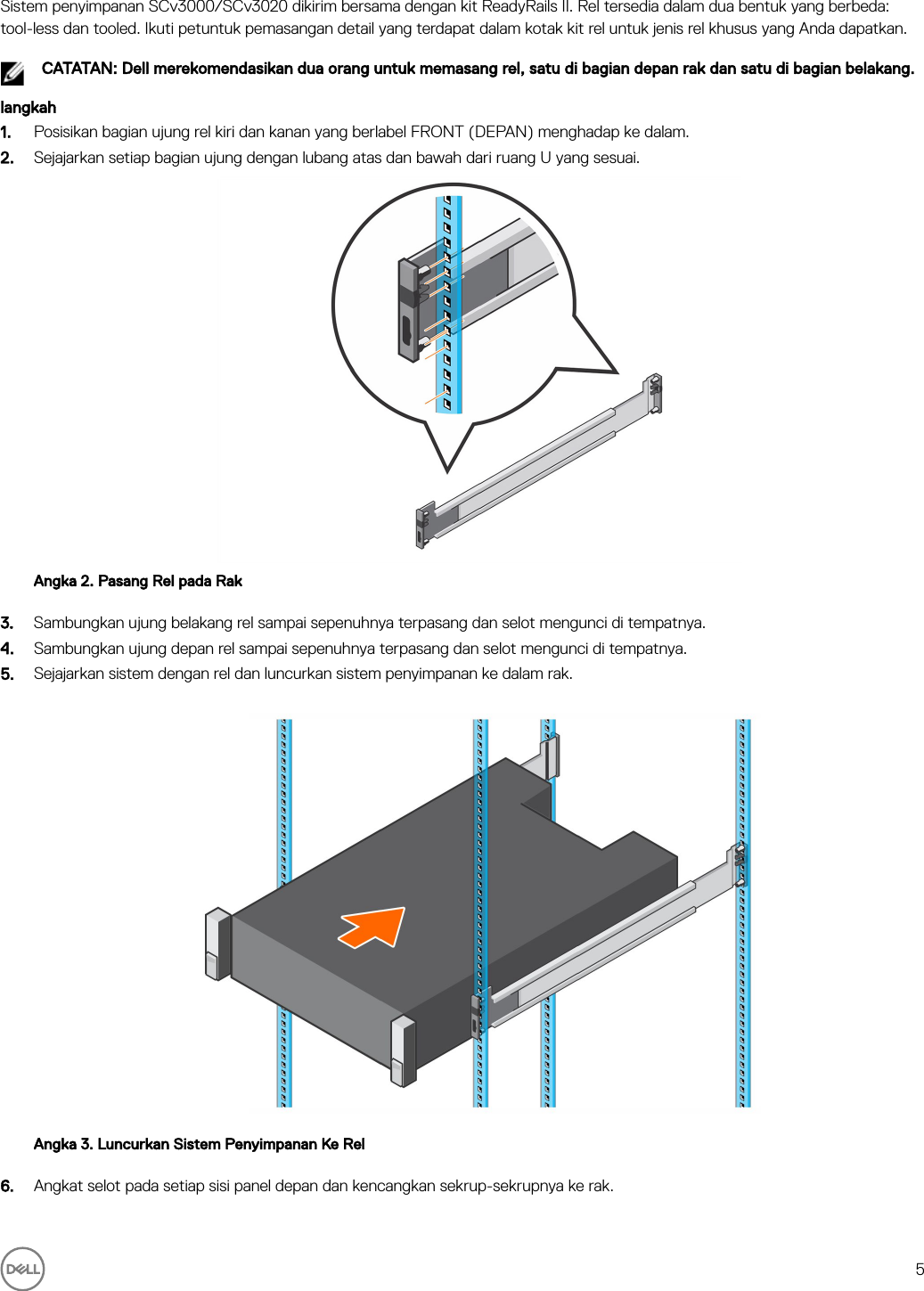 Page 5 of 10 - Dell Storage-scv3000 Sistem Penyimpanan SCv3000 Dan SCv3020 Panduan Pengaktifan User Manual  - Setup Guide In-id