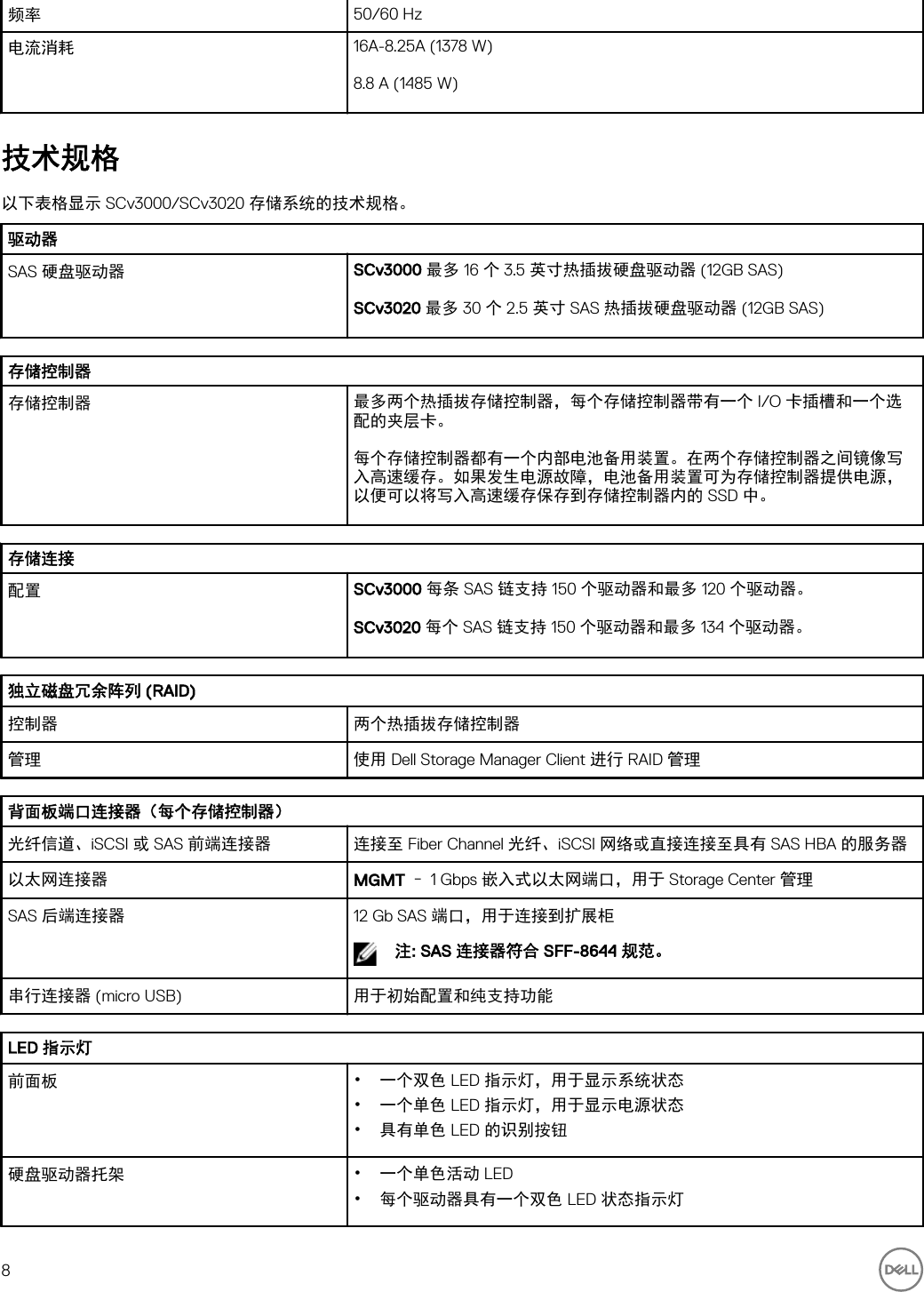 Page 8 of 10 - Dell Storage-scv3000 SCv3000 和 SCv3020 存储系统 使用入门指南 使用手册 其他文档 - Setup Guide Zh-cn