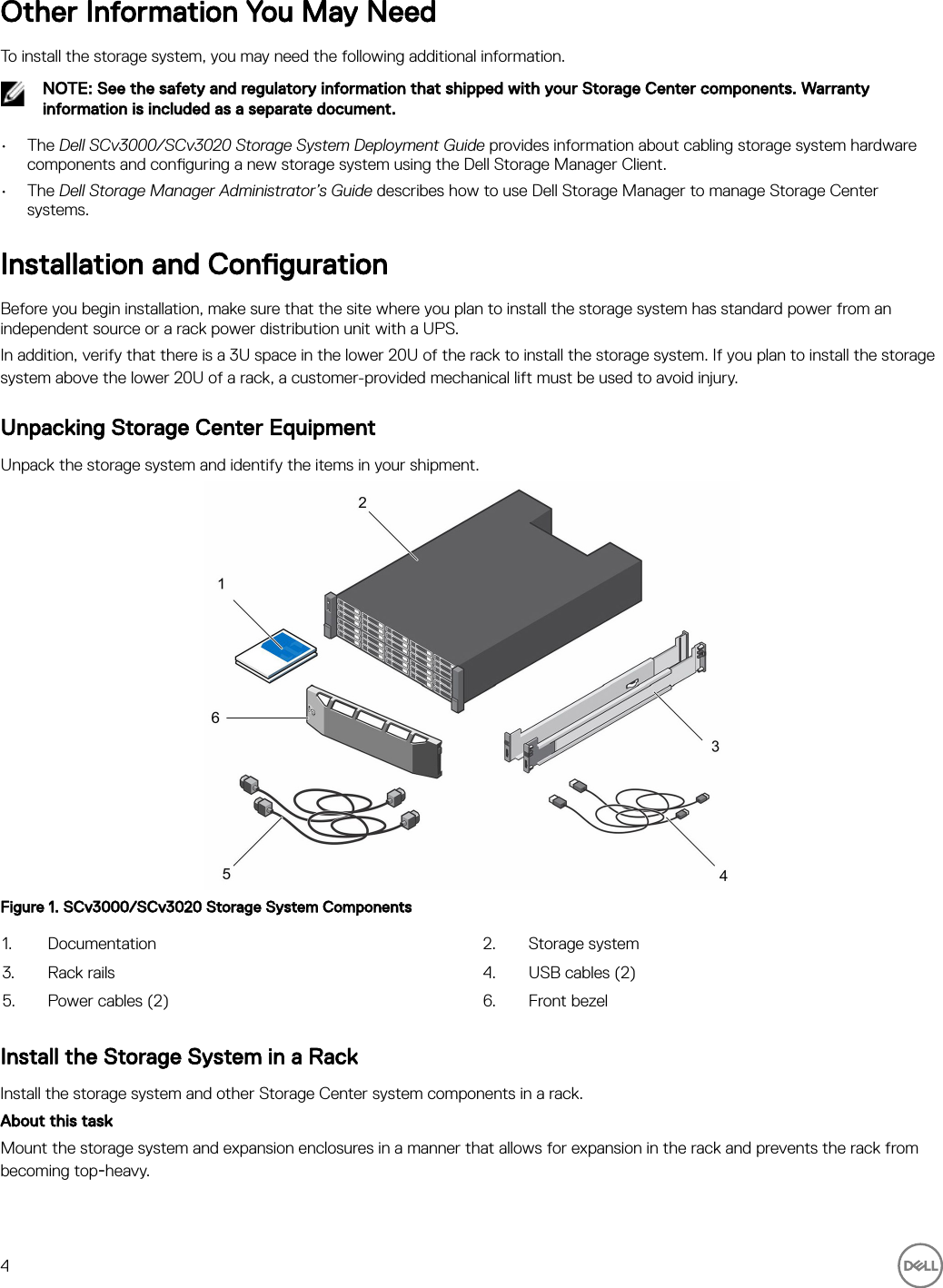 Page 4 of 10 - Dell Storage-scv3000 SCv3000 And SCv3020 Storage System Getting Started Guide User Manual  - Setup En-us