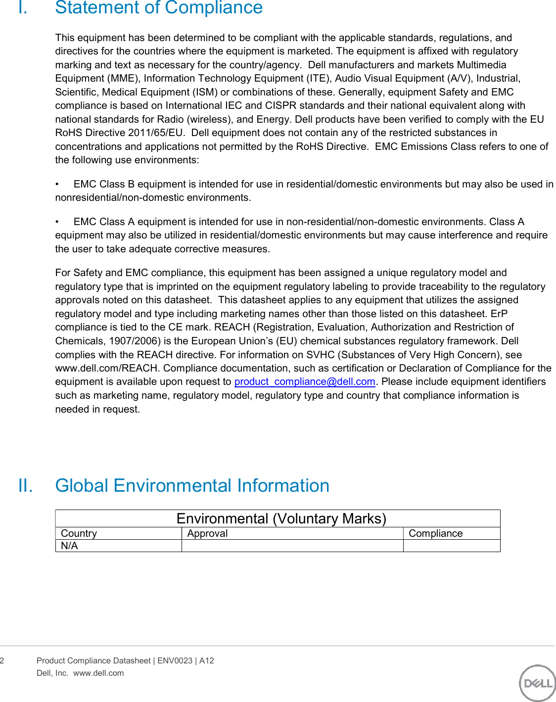 Page 2 of 6 - Dell Storage-scv320 - SC320 E04J New Format Oct 2017 Rev A User Manual  Regulatory And Environmental Datasheet Emc Storage Scv320,e04j,e04j001,dell