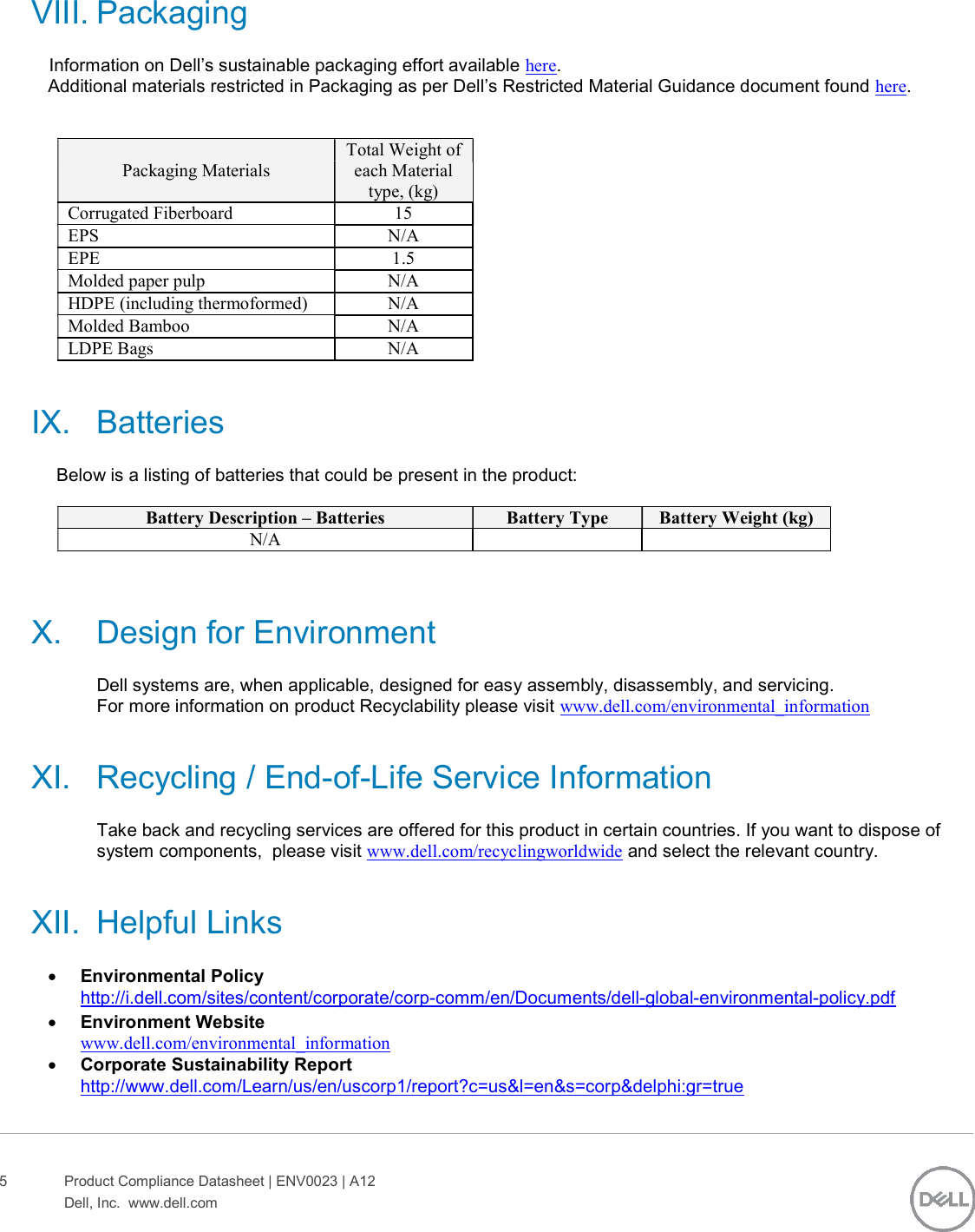 Page 5 of 6 - Dell Storage-scv320 - SC320 E04J New Format Oct 2017 Rev A User Manual  Regulatory And Environmental Datasheet Emc Storage Scv320,e04j,e04j001,dell