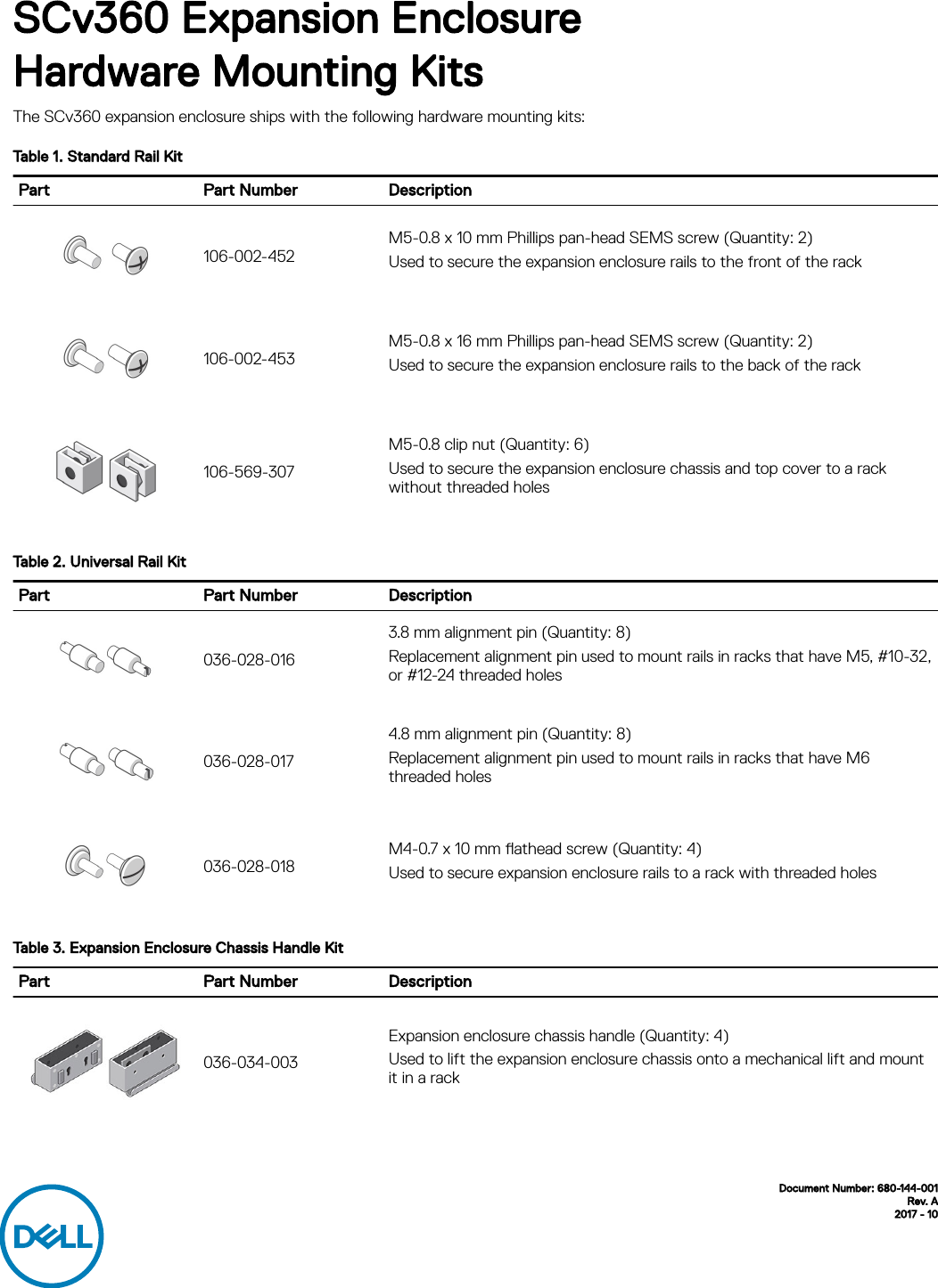 Page 1 of 2 - Dell Storage-scv360 SCv360 Expansion Enclosure Hardware Mounting Kits User Manual  - Glossary En-us