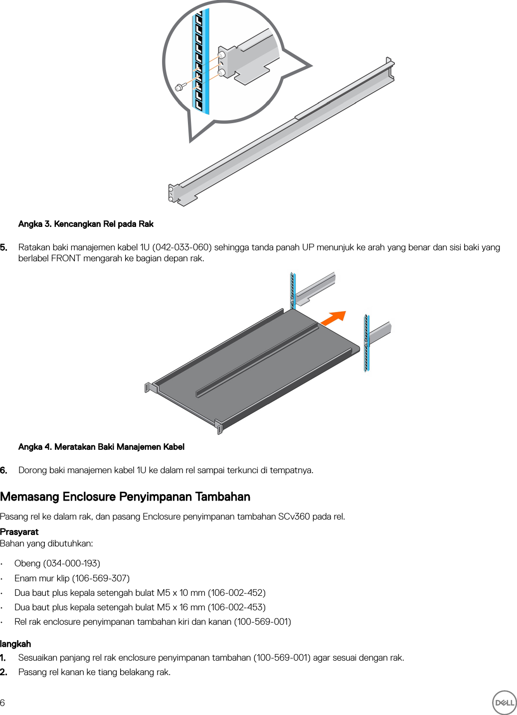 Page 6 of 11 - Dell Storage-scv360 Enclosure Penyimpanan Tambahan SCv360 Panduan Pengaktifan User Manual  - Setup Guide In-id