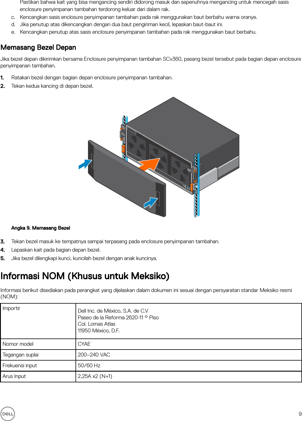 Page 9 of 11 - Dell Storage-scv360 Enclosure Penyimpanan Tambahan SCv360 Panduan Pengaktifan User Manual  - Setup Guide In-id