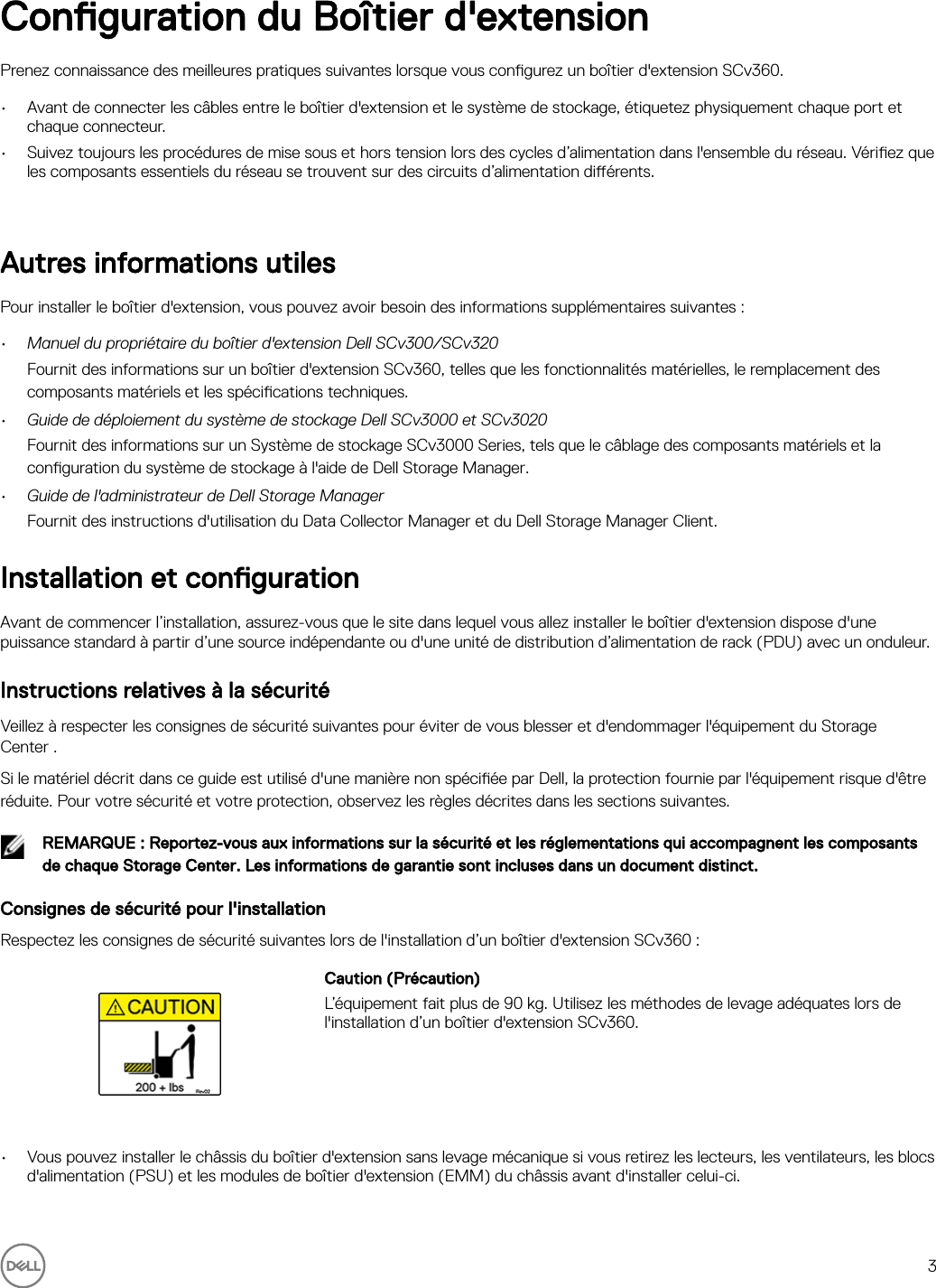 Page 3 of 11 - Dell Storage-scv360 Boîtier D'extension SCv360 Guide De Mise En Route User Manual S SupplÃ©mentaires - BoÃ®tier Setup Fr-fr