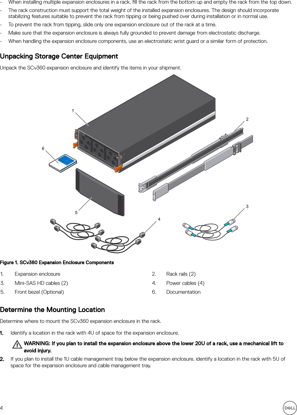 Page 4 of 11 - Dell Storage-scv360 SCv360 Expansion Enclosure Getting Started Guide User Manual  - Setup En-us