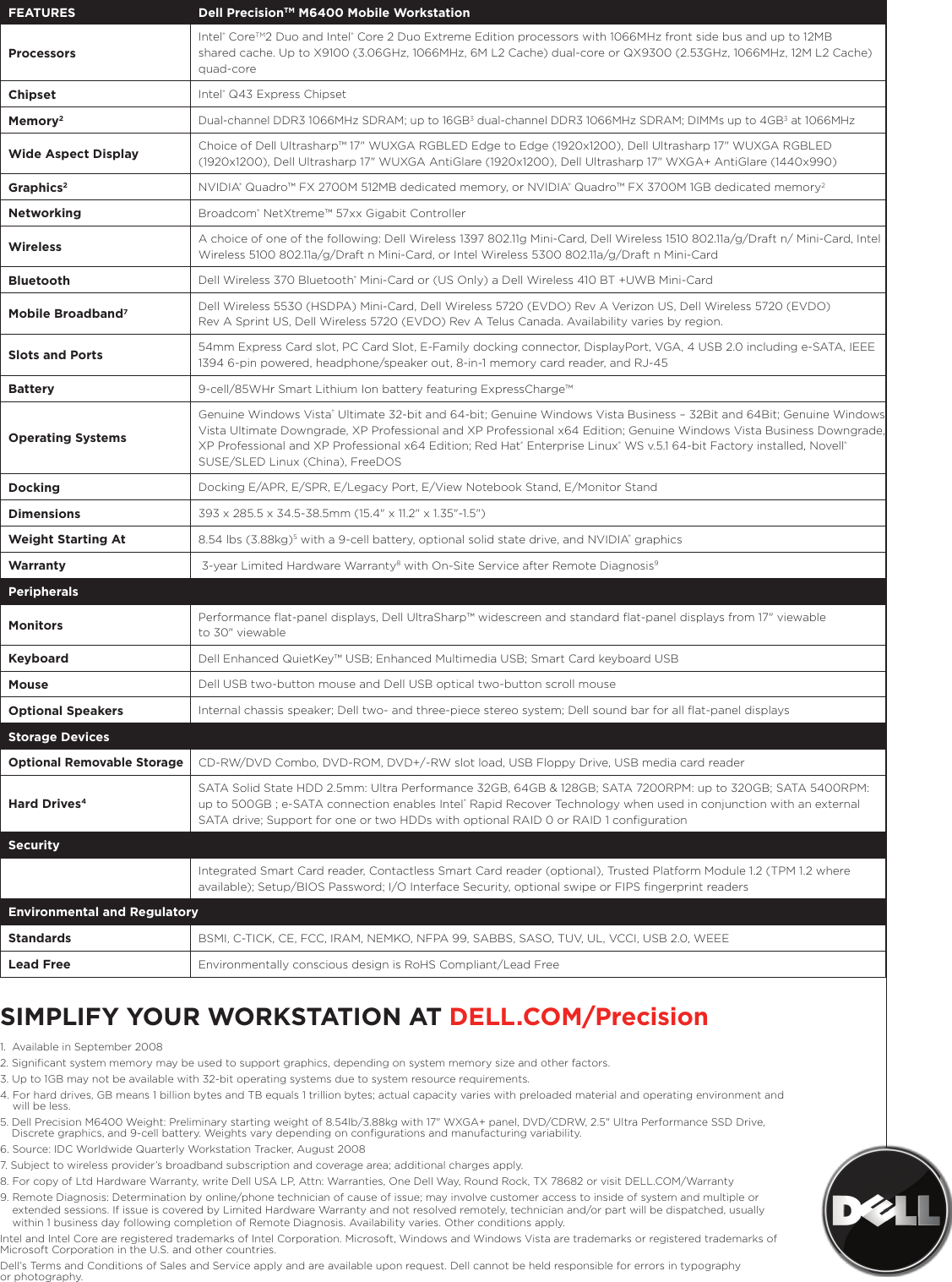 Page 2 of 2 - Dell  If Not Then Workstation Precision M6400 Brochure