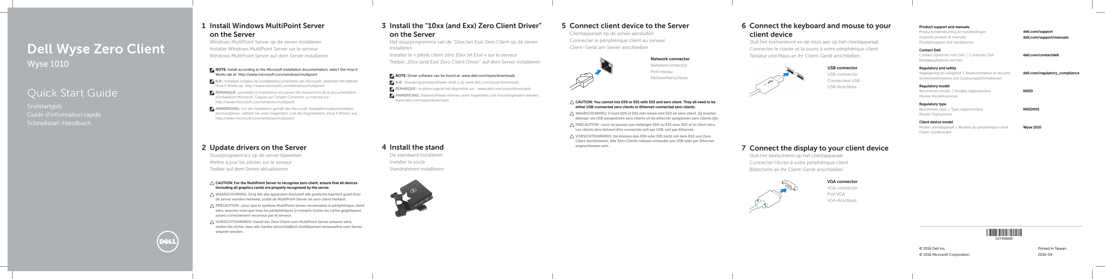 Page 1 of 2 - Dell Wyse-1010 Snelstartgids User Manual Extra En - Setup Guide Nl-nl