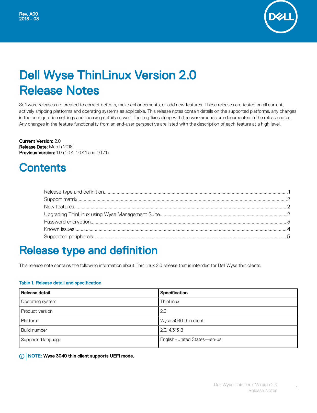 Page 1 of 7 - Dell Wyse-3040-thin-client Wyse ThinLinux Version 2.0 Release Notes User Manual  - Thin Linux Release-notes2 En-us