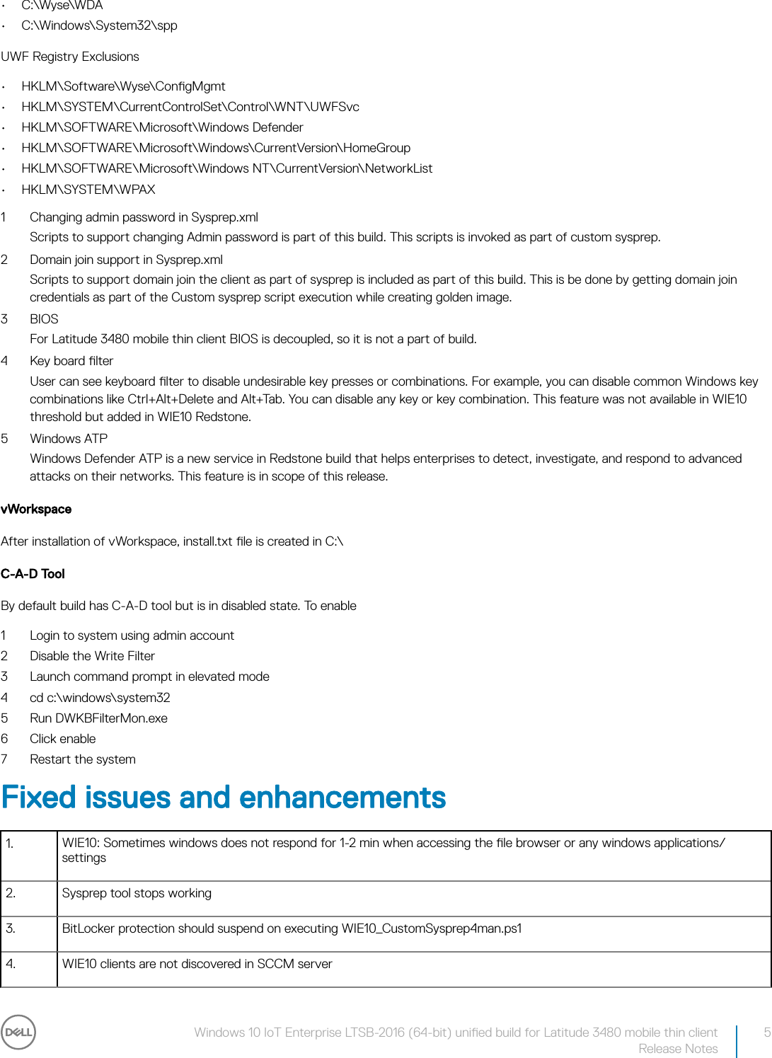 Page 5 of 12 - Dell Wyse-3480-mobile-thin-client Windows 10 IoT Enterprise LTSB-2016 (64-bit) Unified Build For Latitude 3480 Mobile Thin Client Release Notes User Manual  - Io T N Notes2 En-us